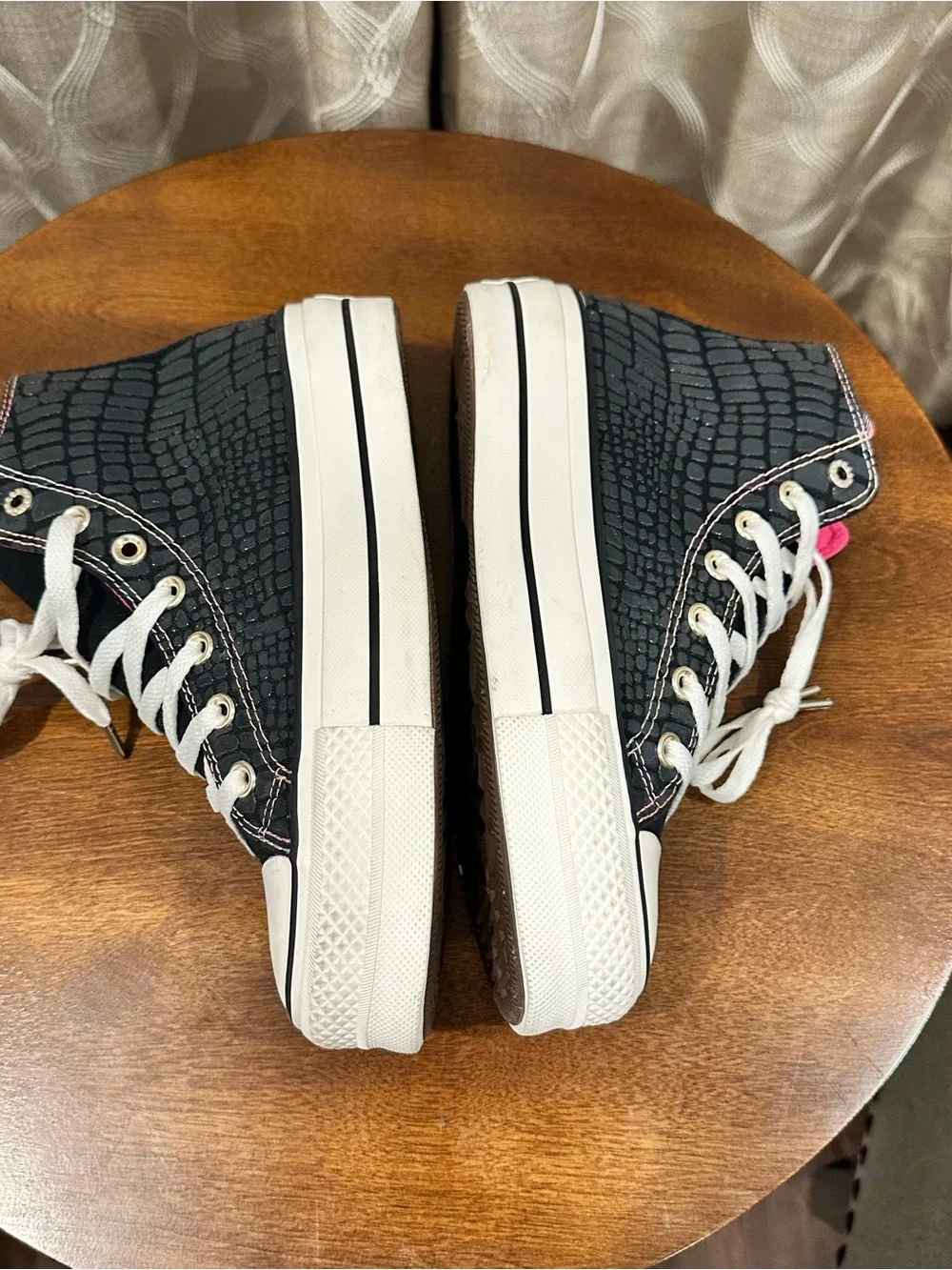 Converse All Star Lift Women’s Leather High Top Sneakers - Black Pink Size 7.5 - Picture 10 of 12
